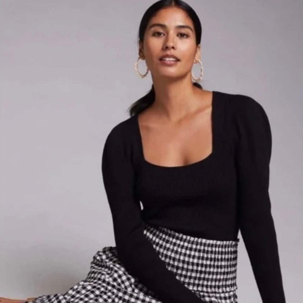 Maeve square neck black sweater